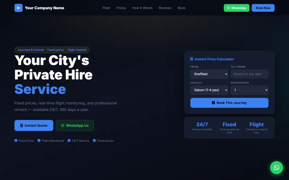 Demo taxi and transfer booking website