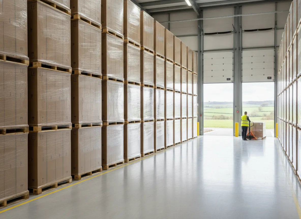 Pallets ready for loading in the warehouse