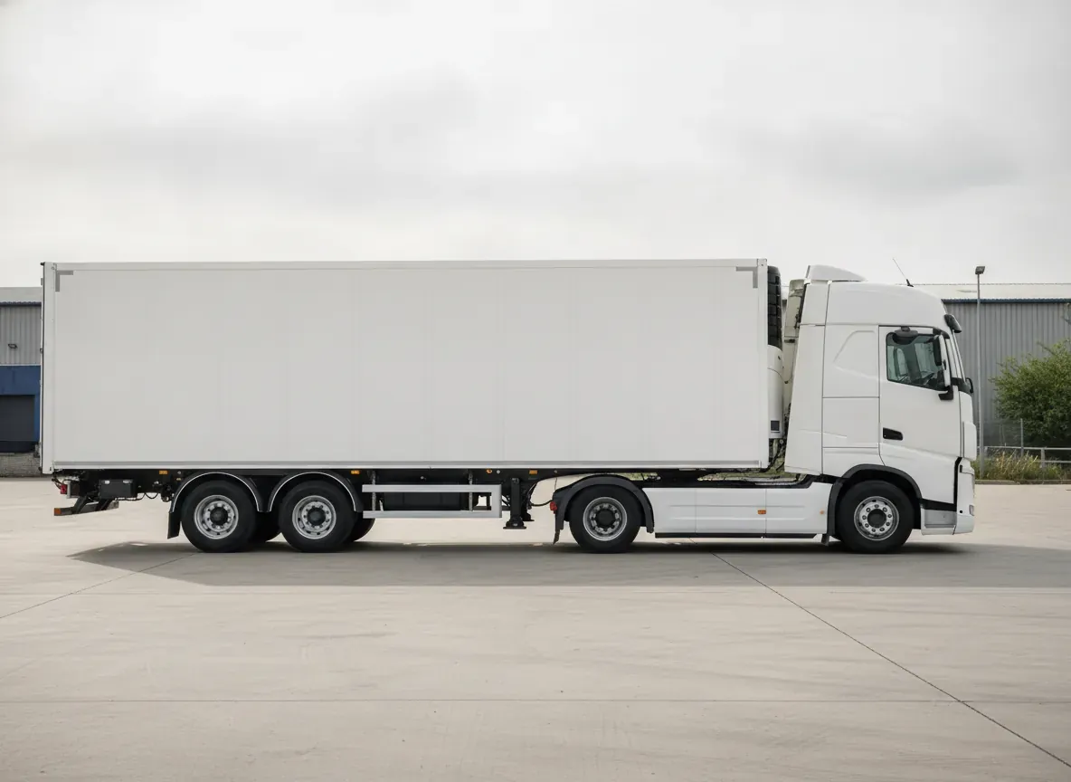White tractor unit with a refrigerated trailer