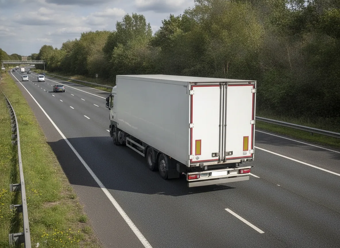 White lorry on the motorway
