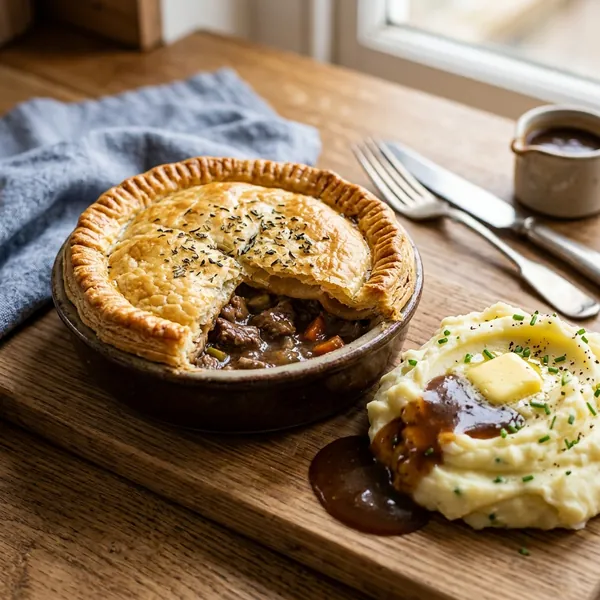 Steak pie and mash