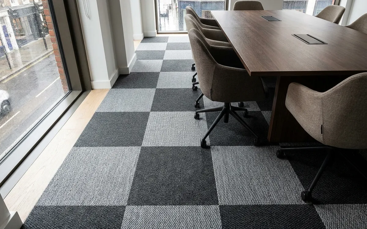 Carpet tiles in an office meeting room