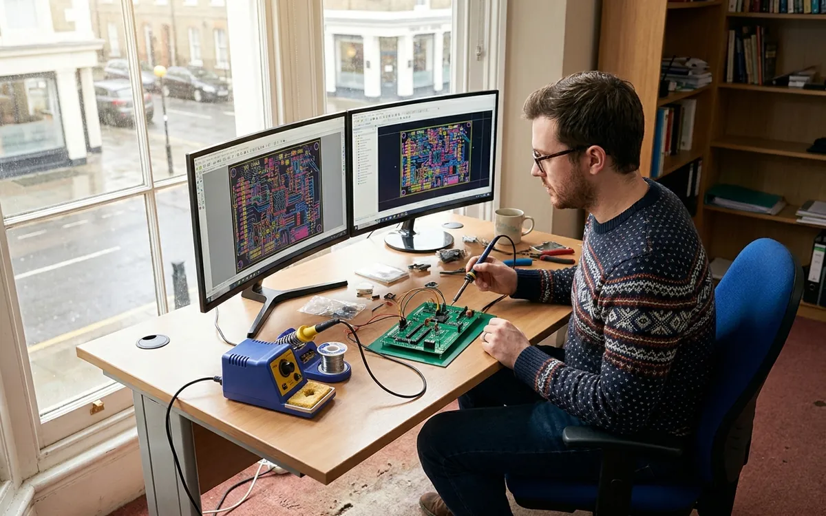 An engineer designing a circuit board