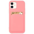 Case For iPhone 13 Mini With Silicone Card Holder Pink