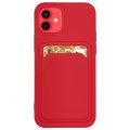 Case For iPhone 12 Pro Max With Silicone Card Holder Red