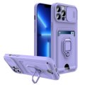 Case For iPhone 13 Purple Multi Function with Magnetic Ring Holder Camera Shut