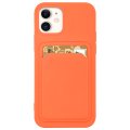 Case For iPhone 11 Pro Max With Silicone Card Holder Orange