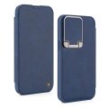 Leather Flip Case with Stand and Camera Protection For iPhone 15 Pro in Blue