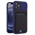 Case For iPhone 12 Pro Max in Blue Ultra thin Case with Card slot Camera shutter