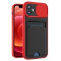 Case For iPhone 13 Pro Max in Red Ultra thin Case with Card slot Camera shutter