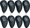 PU Leather Wedge Iron Head Covers Black 8 Pcs