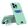 Case For iPhone 14 Plus in Green Card Holder Lens Protector Stand