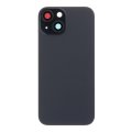 Glass Back For iPhone 15 Black Battery Door Camera Lens Bezel Magnetism Ring + Metal Plate Plain Without Logo