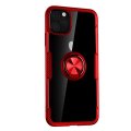 Case For iPhone 11 Pro Red Slim Clear With Magnetic Ring Holder Stand