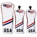 USA Flag Covers Driver 1 3 5 Headcovers 3Pcs White