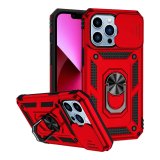 Case For iPhone 14 Pro / 15 Pro Red Armoured With Ring Holder Stand Camera