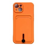 Silicone Card Holder Protection Case For iPhone 15 Plus in Orange