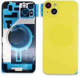 Glass Back For iPhone 14 Plus Yellow Battery Door Camera Lens Bezel Magnetism Ring + Metal Plate Plain Without Logo