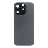 Glass Back For iPhone 15 Pro Black Titanium Battery Door Camera Lens Bezel Magnetism Ring + Metal Plate Plain Without Logo