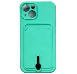 Silicone Card Holder Protection Case For iPhone 15 Plus in Green