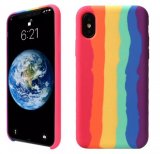 Case For iPhone XS Max Gay Pride Rainbow Multicoloured Liquid Silicone