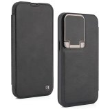 Leather Flip Case with Stand and Camera Protection For iPhone 15 in Black