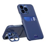 Case For iPhone 14 in Blue Card Holder Lens Protector Stand