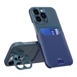 Case For iPhone 14 Plus in Blue Green Card Holder Lens Protector Stand