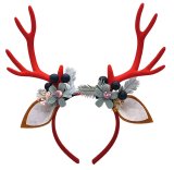 Reindeer Antlers Headband for Christmas Festive Red