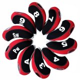 Golf Club Iron Head Covers Protector Headcover Set with Window in Red 10 Pcs