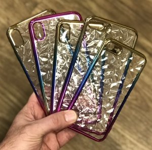 Silicone Case For iPhone XS Max Rainbow Diamond