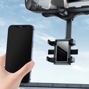 Rotating Phone Holder For Car Rear View Mirror Universal 360