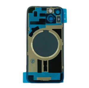 Glass Back For iPhone 14 Midnight Black Battery Door Camera Lens Bezel Magnetism Ring + Metal Plate Plain Without Logo