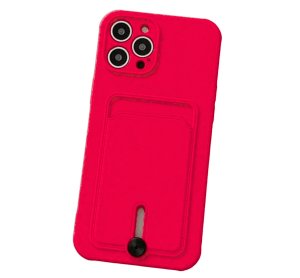 Silicone Card Holder Protection Case For iPhone 15 Pro Max in Pink Citrus