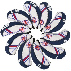 Golf Club Iron Head Covers Protector Headcover Set British in Blue 10 Pcs