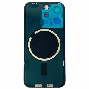 Glass Back For iPhone 15 Pro Blue Titanium Battery Door Camera Lens  Bezel Magnetism Ring + Metal Plate Plain Without Logo