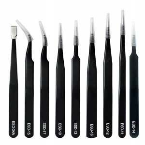 ESD Antistatic Tweezer Set Professional 9 Piece with Carry Case