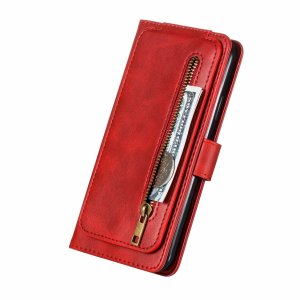 Flip Case For iPhone 13 Wallet with Zip and Card Holder Red