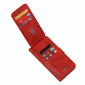 Flip Case For iPhone 13 Wallet with Zip and Card Holder Red