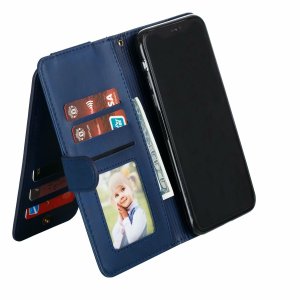 Flip Case For iPhone 13 Wallet with Zip and Card Holder Blue