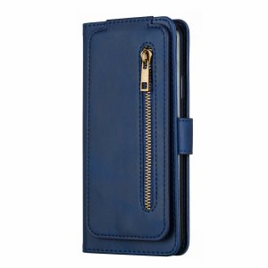 Flip Case For iPhone 13 Pro Wallet with Zip and Card Holder Blue