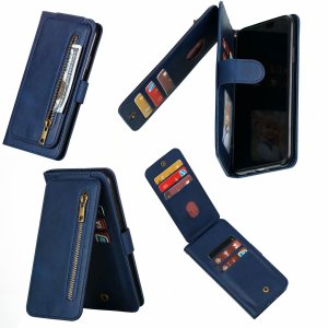 Flip Case For iPhone 13 Pro Max Wallet with Zip and Card Holder Blue