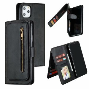 Flip Case For iPhone 13 Wallet with Zip and Card Holder Black