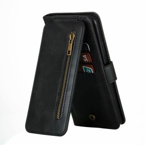 Flip Case For iPhone 13 Wallet with Zip and Card Holder Black