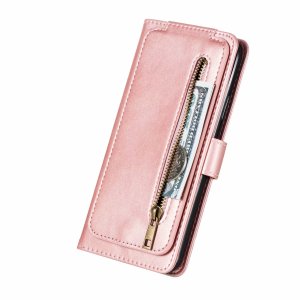 Flip Case For iPhone 13 Pro Max Wallet with Zip and Card Holder Pink