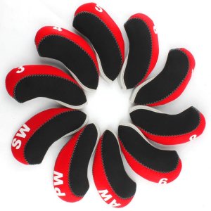 Golf Club Iron Head Covers Protector Headcover Set in Red 10 Pcs