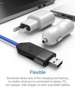 Smart Data Backup Cable Fast Charging Type C Connection SAVEBUDS