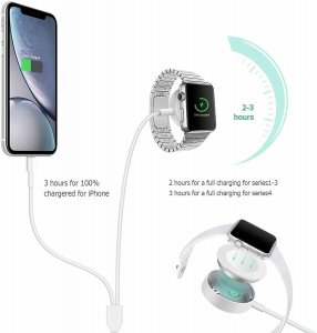 Wireless Charger For Apple Watch iPhone Magnetic 2 in 1 1m long