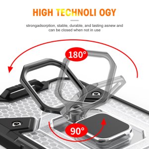 Case For iPhone 13 Pro Max Shockproof Case with Magnetic Ring Holder Grey