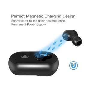 Bluetooth Earphone Solar Powered with In Car Solar Charging Dock